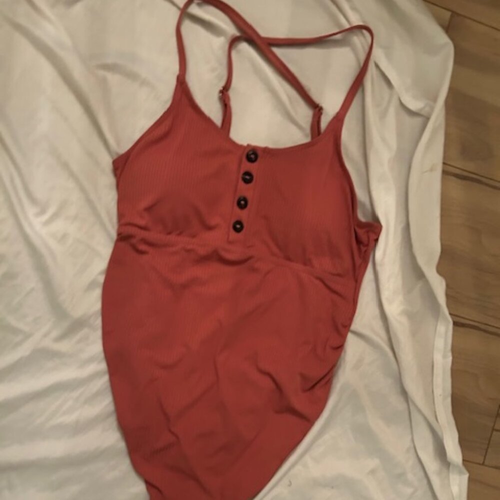 size medium womens one piece swim suit coral swimming